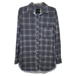 Lysse Schiffer long sleeve black white plaid button down shirt - small